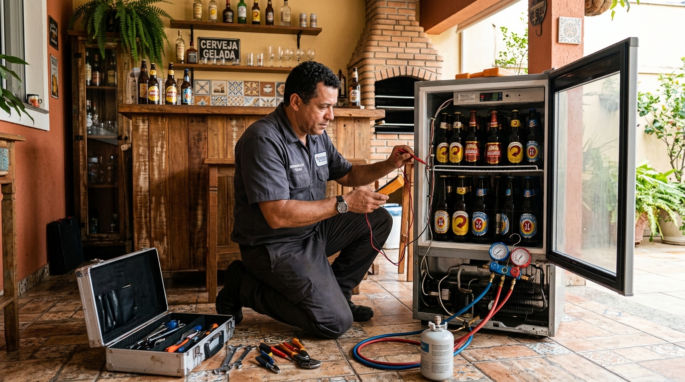 Recarga de gás refrigerante de cervejeira em Americana‑SP